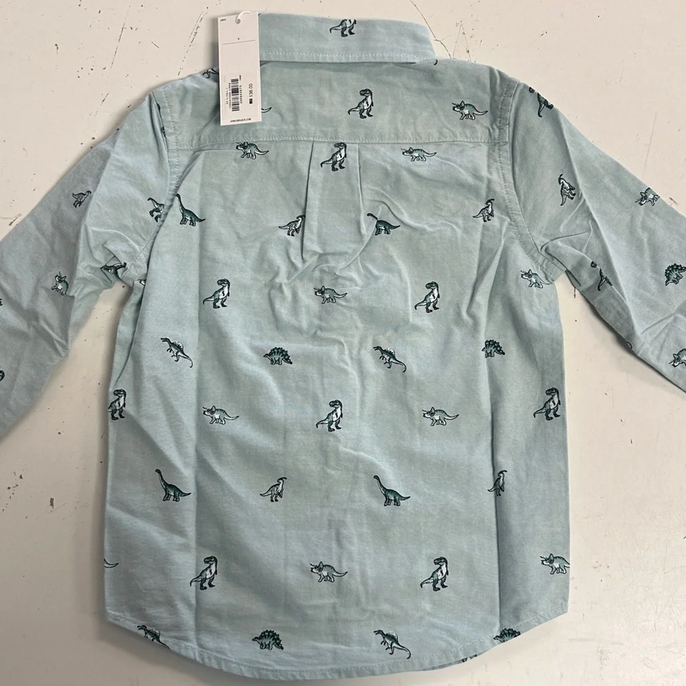 Janie and Jack Spring Dinosaur Oxford Dress Shirt 4 NWT - Picture 4 of 5